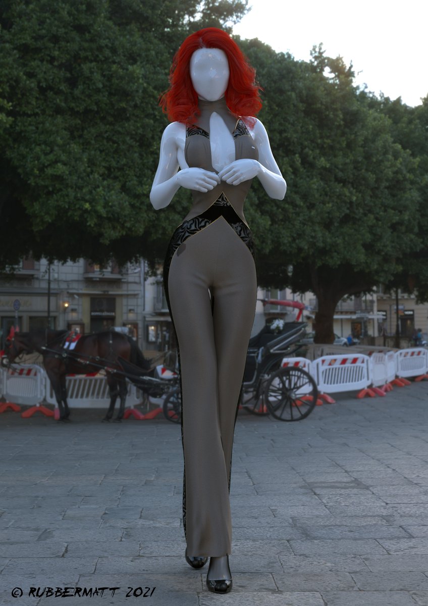 Redhead with a pantssuit