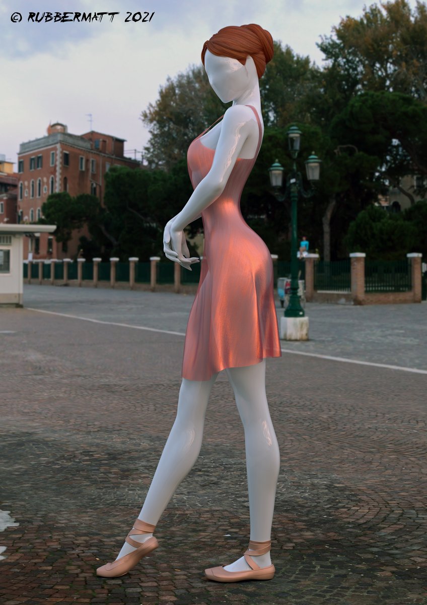 Redhead ballerina in the city