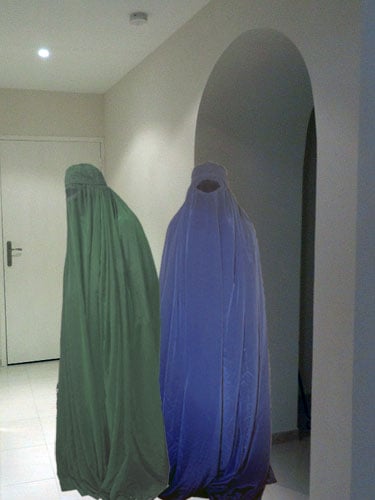 Yasmin and Safina in their burqas